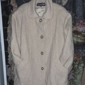 Women's Cream Wool Blend Coat Size 14P